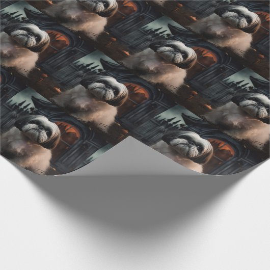 Shih Tzu Halloween Beängstigend Geschenkpapier (Ecke)