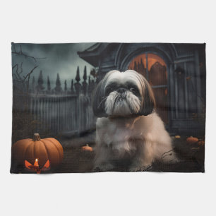 Shih Tzu Halloween Beängstigend Geschirrtuch