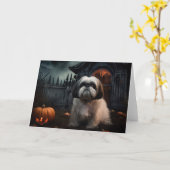 Shih Tzu Halloween Beängstigend Karte (Gelbe Blume)