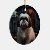 Shih Tzu Halloween Beängstigend Keramik Ornament (Rechts)