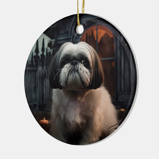 Shih Tzu Halloween Beängstigend Keramik Ornament (Links)