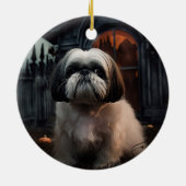 Shih Tzu Halloween Beängstigend Keramik Ornament (Hinten)