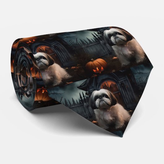 Shih Tzu Halloween Beängstigend Krawatte (Gerollt)