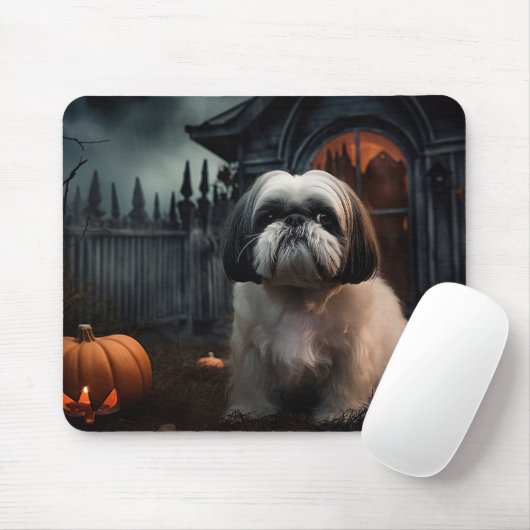 Shih Tzu Halloween Beängstigend Mousepad (Mit Mouse)
