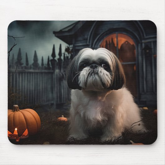Shih Tzu Halloween Beängstigend Mousepad (Vorne)