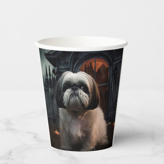 Shih Tzu Halloween Beängstigend Pappbecher (Vorderseite)