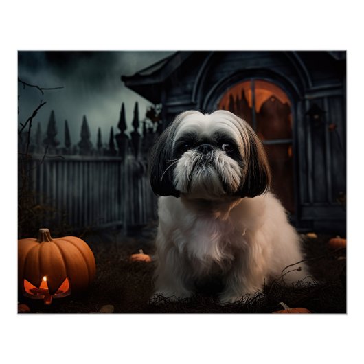 Shih Tzu Halloween Beängstigend Poster (Vorderseite)