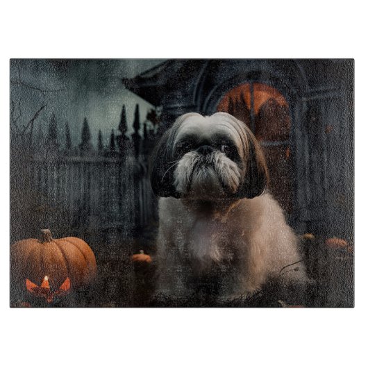 Shih Tzu Halloween Beängstigend Schneidebrett (Vorderseite)
