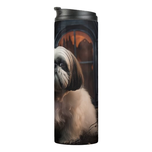 Shih Tzu Halloween Beängstigend Thermosbecher (Nach rechts gedreht)