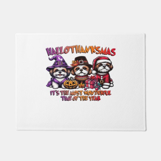 Shih Tzu Halloween Erntedank Weihnachtsklassiker Fußmatte (Vorderseite)