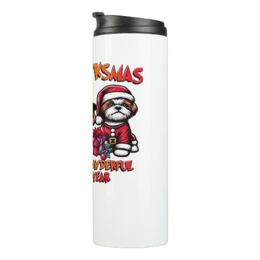 Shih Tzu Halloween Erntedank Weihnachtsklassiker Thermosbecher (Nach rechts gedreht)
