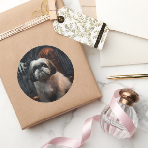 Shih Tzu Halloween Gruselig Runder Aufkleber