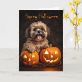 Shih Tzu Halloween Karte (Gelbe Blume)