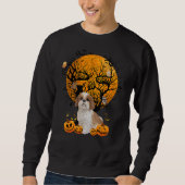 Shih Tzu Halloween Kostüm Moon Skull Tree Owl Men Sweatshirt (Vorderseite)