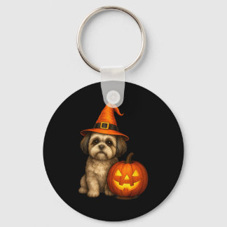 Shih Tzu Halloween-Kürbis-Hundekostüm Familien-Mat Schlüsselanhänger