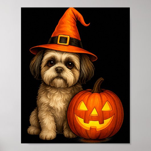 Shih Tzu Halloween Pumpkin Dog Costume Family Matc Poster (Vorne)