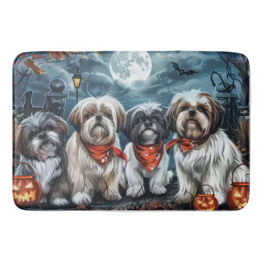 Shih Tzu Halloween Spooky Badematte (Vorderseite)