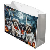 Shih Tzu Halloween Spooky Große Geschenktüte (Rückseite Schrägansicht)