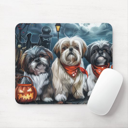 Shih Tzu Halloween Spooky Mousepad (Mit Mouse)