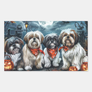 Shih Tzu Halloween Spooky Rechteckiger Aufkleber