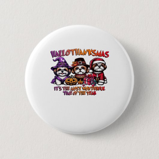 Shih Tzu Halloween Thanksgiving Christmas Classic  Button (Vorderseite)
