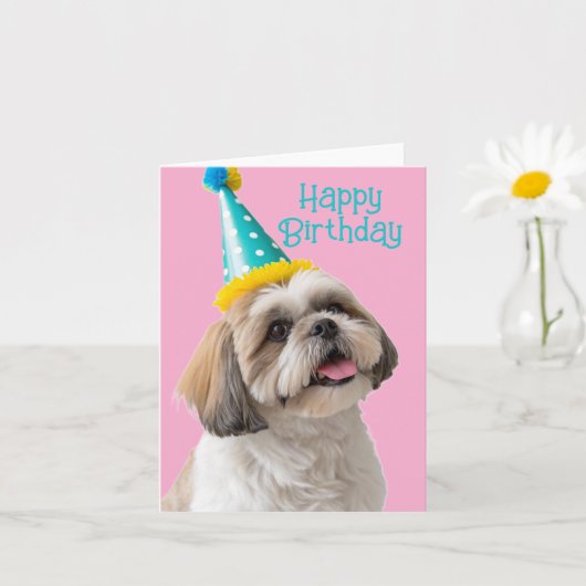 Shih tzu Happy Birthday Karte (Kleine Pflanze)