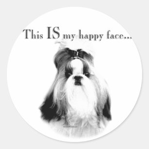 Shih Tzu Happy Face Runder Aufkleber