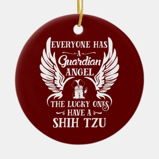 Shih Tzu Haustier-Schutzengel Keramik Ornament (Vorne)