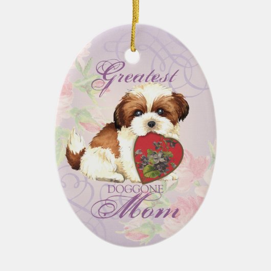 Shih Tzu Heart Mama Keramik Keramik Ornament (Vorne)