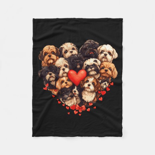 Shih Tzu Heart-shaped Cute Shih Tzu Valentines Day Fleecedecke (Vorderseite)
