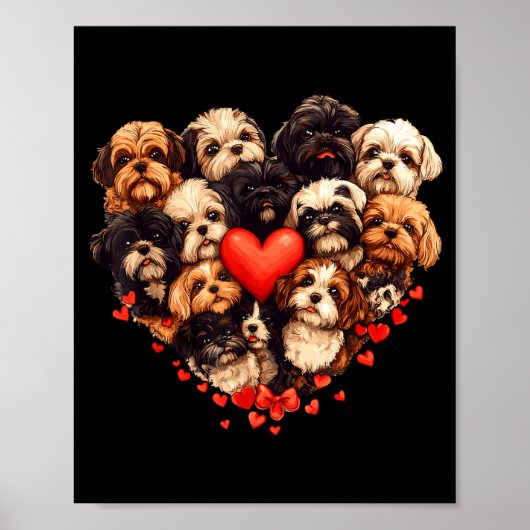 Shih Tzu Heart-shaped Cute Shih Tzu Valentines Day Poster (Vorne)