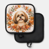 Shih Tzu Herbstkranz Topflappen (Vorderseite/Rückseite)