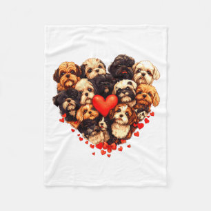 Shih Tzu Herzförmig Süße Shih Tzu Valentinstag Fleecedecke