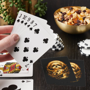 Shih Tzu Heult zum Mond Lustiger Hund Spielkarten