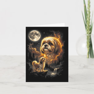 Shih Tzu Heult zum Mond Retro Vintage 90er Karte