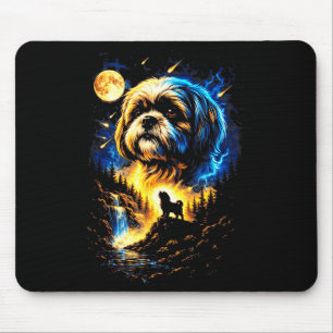 Shih tzu heult zum Mond vintage 90er lustiger Hund Mousepad