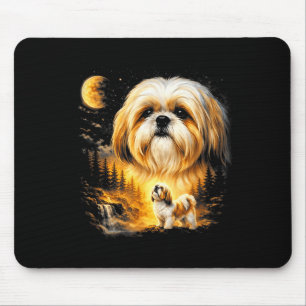 Shih Tzu heult zum Mond vintage 90er lustiger Hund Mousepad