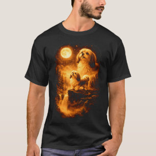 Shih Tzu Heult zum Mond Vintage 90er Lustiger Hund T-Shirt