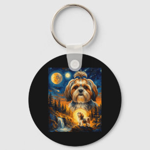 Shih Tzu Heult zum Mond Vintage-Hundefreund Schlüsselanhänger