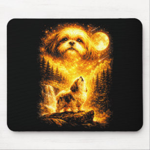 Shih Tzu heult zum Mond vintage mystischer Hund Mousepad