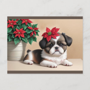 Shih Tzu Holiday Postcard Feiertagspostkarte
