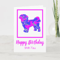 Shih Tzu Hot Pink Silhouette Dog Funny Birthday