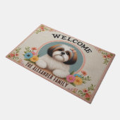 Shih Tzu Hund Blumendekoration Familienname Willko Fußmatte (Schrägansicht)