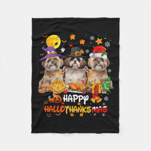 Shih Tzu Hund Frohes Halloween Erntedankfest Frohe Fleecedecke