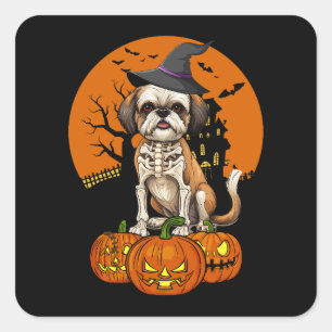 Shih Tzu Hund Halloween Quadratischer Aufkleber