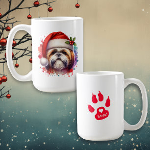 Shih Tzu Hund in Santa-Hut Weihnachten personalisi Kaffeetasse