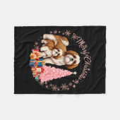 Shih Tzu Hund Leicht Schnee Frohe Weihnachten Hut Fleecedecke (Vorderseite (Horizontal))