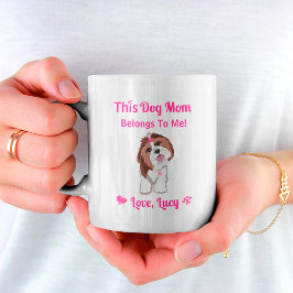 Shih Tzu Hund Mama gehört mir zu rosa Pfauen & Her Kaffeetasse