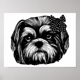 Shih Tzu Hund mit gepunkteter Schleife Original Ku Poster