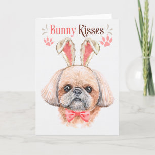 Shih Tzu Hund mit Hasenohren zu Ostern Feiertagskarte